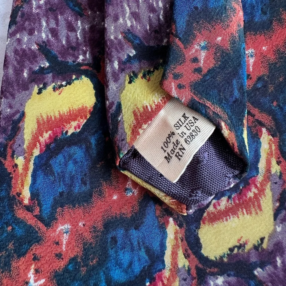 J. GARCIA ~ Multi-Colored Abstract Patterned Neck Tie circa 1980s
